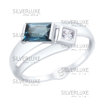 Кольцо из белого золота с синим топазом и Swarovski Zirconia