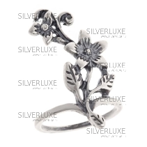 Кольцо серебряное "Цветы"